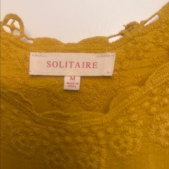 Anthropology Solitaire Embroidered Mustard Top M - Picture 2 of 4